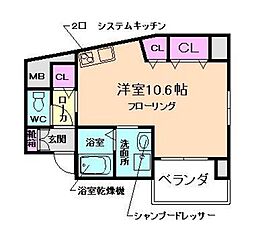 ホープ池田栄本町 3階ワンルームの間取り