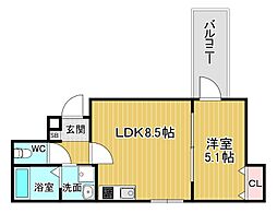 ALEGRIA池田 104 1階1LDKの間取り
