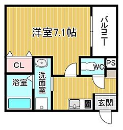 川西市小花1丁目アパート 1Kの間取図画像
