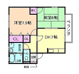 シャルマン小戸 2DKの間取図画像