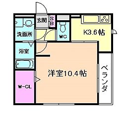 ケー・ガーデン 1Kの間取図画像