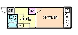 コンドミニアム美園 1Kの間取図画像