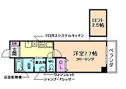ハッピーハウス川西 1Kの間取図画像