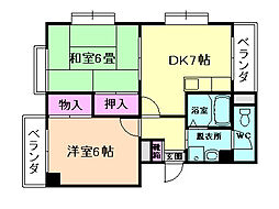 ビギニングマンション 2DKの間取図画像