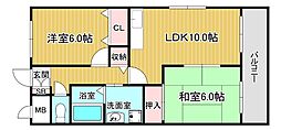 ビラ・エトワール 2LDKの間取図画像