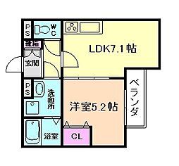 ソシアル池田 1DKの間取図画像