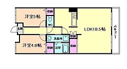 ピーチヒル加茂 2LDKの間取図画像