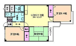 シュロス2五月山 3LDKの間取図画像