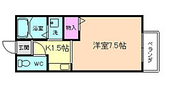 ツインステージ川西 1Kの間取図画像