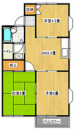 モンシェリー曽谷A棟 3DKの間取図画像