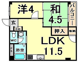 兵庫県尼崎市武庫元町１丁目（賃貸マンション2LDK・3階・47.00㎡） その2