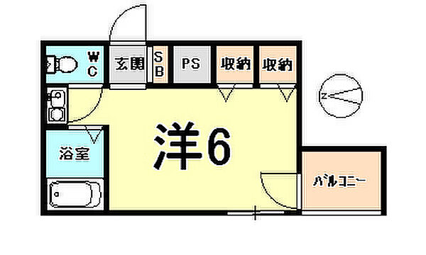 兵庫県尼崎市南武庫之荘３丁目(賃貸マンション1R・4階・18.00㎡)の写真 その2