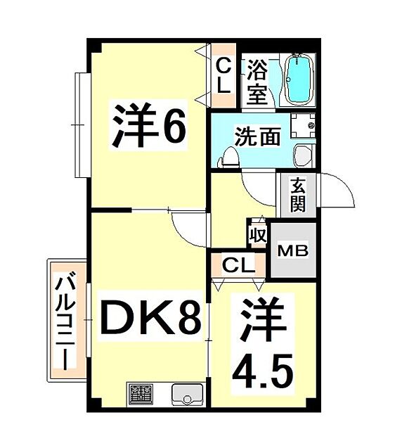 兵庫県伊丹市中央４丁目(賃貸マンション2DK・3階・42.00㎡)の写真 その2