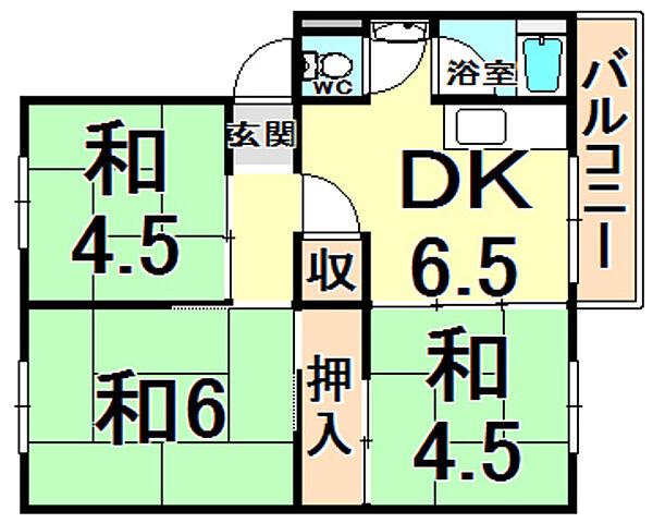 兵庫県伊丹市鴻池１丁目(賃貸マンション3DK・3階・45.84㎡)の写真 その2