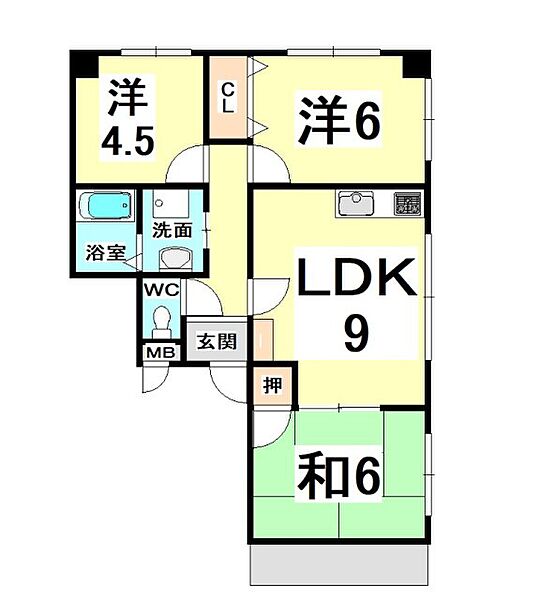 兵庫県尼崎市三反田町２丁目(賃貸マンション3LDK・1階・54.98㎡)の写真 その2