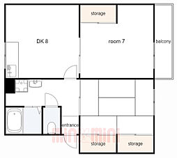 シティハイム橋本第6ＡＰ 2階2DKの間取り