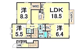 兵庫県尼崎市塚口町６丁目（賃貸アパート3LDK・2階・84.75㎡） その2