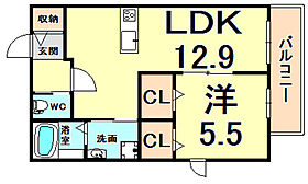 兵庫県尼崎市南武庫之荘４丁目（賃貸マンション1LDK・2階・46.97㎡） その2