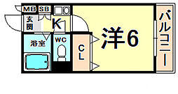 彩華1 3階1Kの間取り