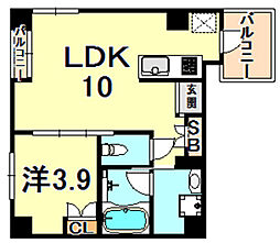 ＳＤグランツ神戸西元町 3階1LDKの間取り