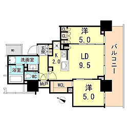 ベイシティタワーズ神戸EAST 1508 15階2LDKの間取り