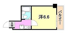 シティコート二宮 5階1Kの間取り