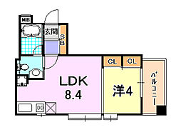 ワコーレヴィータ須磨浦通 2階1LDKの間取り