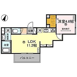 アンベリール 2階1LDKの間取り