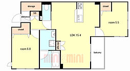 グランメゾン本山 2階2LDKの間取り