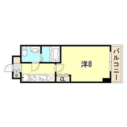 マロワール神戸 12階1Kの間取り