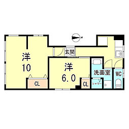 築島ビル 3階2Kの間取り
