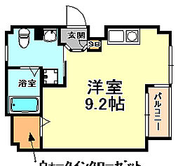 クラウンシティ本山 5階ワンルームの間取り