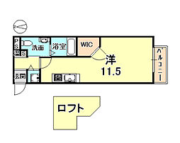 ワコーレヴィアノ芦屋 ワンルームの間取図画像
