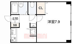 カサブランカビル 2階1Kの間取り