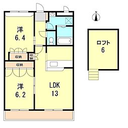 マウントック・レオ 2階2LDKの間取り