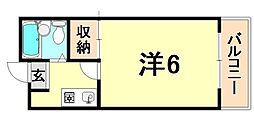 アイアンロフト 2階1Kの間取り