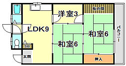 稲垣ビル 3階3DKの間取り