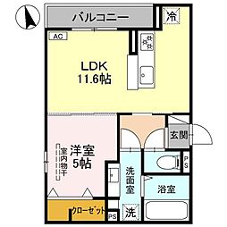 グリューネ塚口本町 3階1LDKの間取り