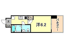 セレニテ三宮プリエ 4階1Kの間取り