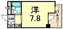 ジョイフル北武庫之荘 4階ワンルームの間取り