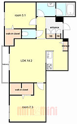 ShaMaison Greenage 日野町 2LDKの間取図画像