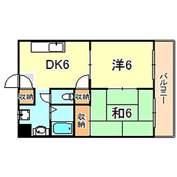 シャトル大久保 2DKの間取図画像