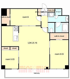 プレジオ西宮北口 6階3LDKの間取り