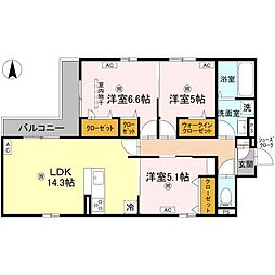 クラシスト南塚口 3階3LDKの間取り