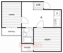 アメニティ東神戸3番館 4階2Kの間取り