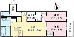 Lavendel 1階2LDKの間取り