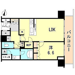 ザ・パークハウス神戸ハーバーランドタワー 14F 14階1LDKの間取り