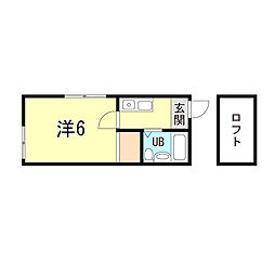 リッツハイツ池上 ワンルームの間取図画像