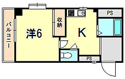 アイアンロフト 1Kの間取図画像