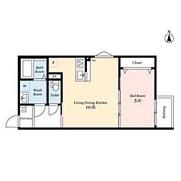 Cocon Grandjour 武庫之荘西 1LDKの間取図画像